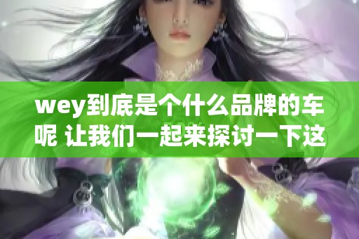 wey到底是个什么品牌的车呢 让我们一起来探讨一下这个品牌的故事