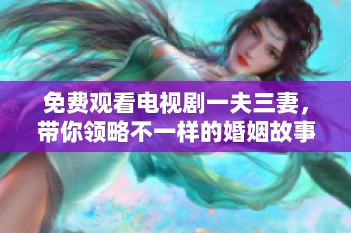 免费观看电视剧一夫三妻，带你领略不一样的婚姻故事与情感交织