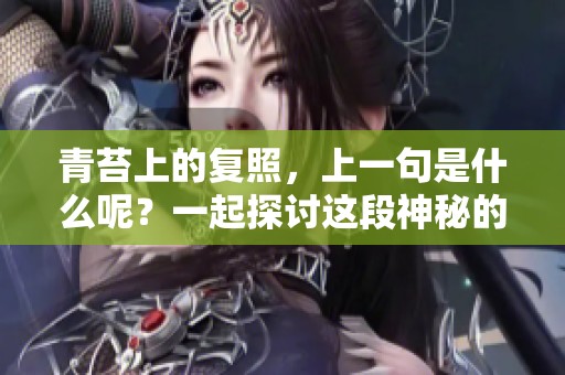 青苔上的复照，上一句是什么呢？一起探讨这段神秘的文字吧！