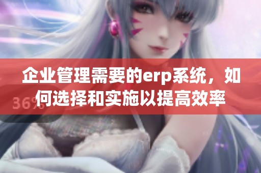 企业管理需要的erp系统，如何选择和实施以提高效率