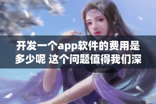 开发一个app软件的费用是多少呢 这个问题值得我们深入探讨一下