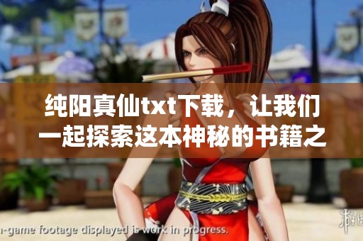 纯阳真仙txt下载，让我们一起探索这本神秘的书籍之旅吧