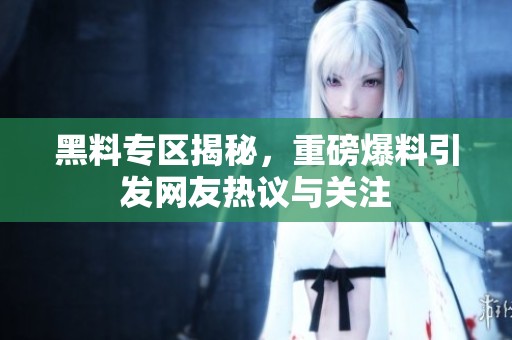黑料专区揭秘，重磅爆料引发网友热议与关注