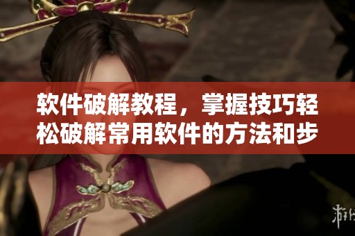软件破解教程，掌握技巧轻松破解常用软件的方法和步骤分享