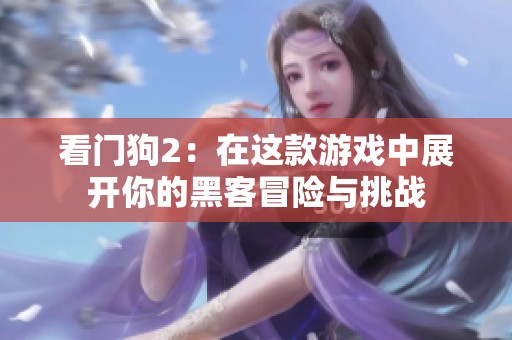 看门狗2：在这款游戏中展开你的黑客冒险与挑战