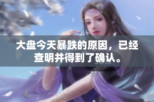 大盘今天暴跌的原因，已经查明并得到了确认。