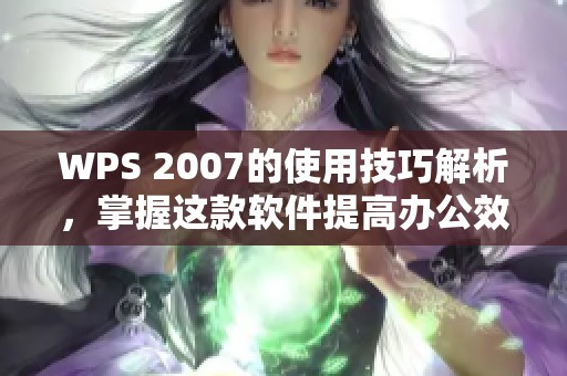 WPS 2007的使用技巧解析，掌握这款软件提高办公效率