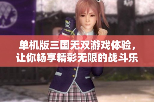 单机版三国无双游戏体验，让你畅享精彩无限的战斗乐趣