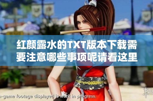 红颜露水的TXT版本下载需要注意哪些事项呢请看这里