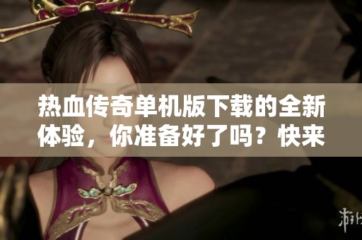 热血传奇单机版下载的全新体验，你准备好了吗？快来获取吧！