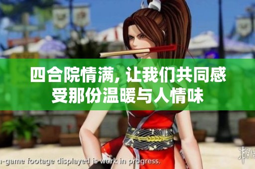四合院情满, 让我们共同感受那份温暖与人情味