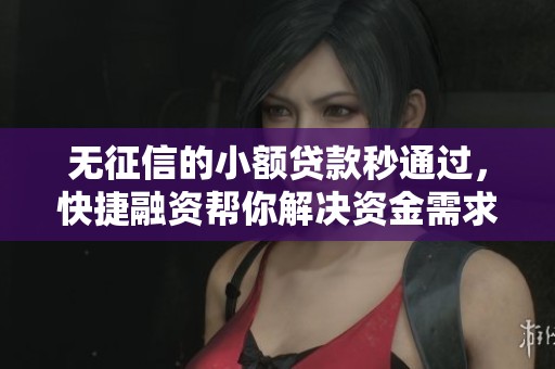 无征信的小额贷款秒通过，快捷融资帮你解决资金需求