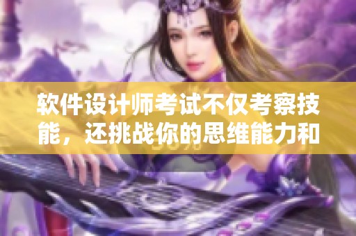软件设计师考试不仅考察技能，还挑战你的思维能力和创造力