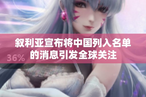 叙利亚宣布将中国列入名单的消息引发全球关注