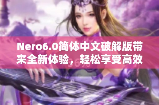 Nero6.0简体中文破解版带来全新体验，轻松享受高效的光盘刻录服务
