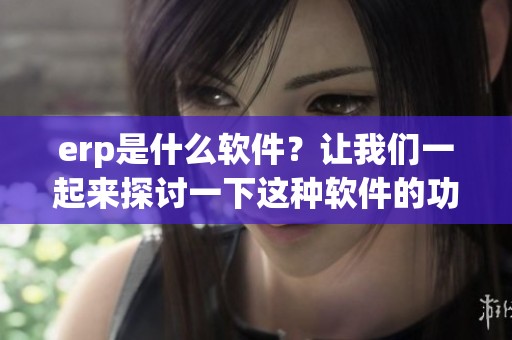 erp是什么软件？让我们一起来探讨一下这种软件的功能与应用。