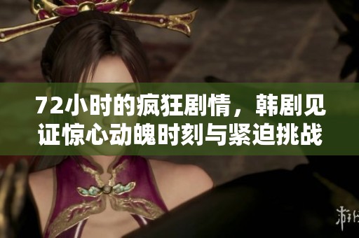 72小时的疯狂剧情，韩剧见证惊心动魄时刻与紧迫挑战