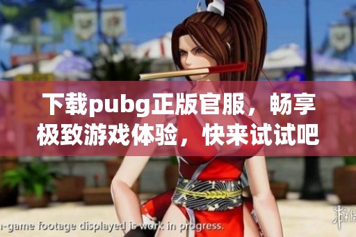 下载pubg正版官服，畅享极致游戏体验，快来试试吧！