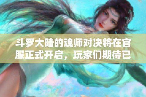 斗罗大陆的魂师对决将在官服正式开启，玩家们期待已久的盛事即将来临