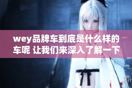 wey品牌车到底是什么样的车呢 让我们来深入了解一下这个品牌