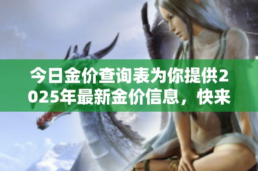 今日金价查询表为你提供2025年最新金价信息，快来了解详细内容吧
