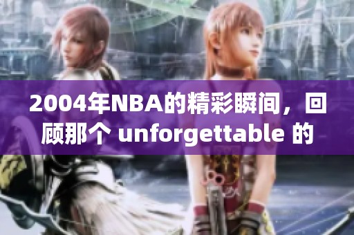 2004年NBA的精彩瞬间，回顾那个 unforgettable 的赛季辉煌。