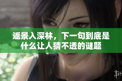 返景入深林，下一句到底是什么让人猜不透的谜题