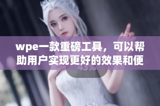wpe一款重磅工具，可以帮助用户实现更好的效果和便捷的操作体验