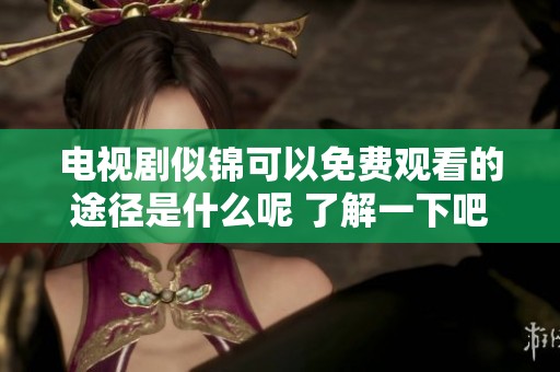 电视剧似锦可以免费观看的途径是什么呢 了解一下吧